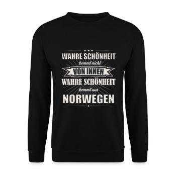 Wahre Schönheit kommt aus Norwegen, Design - Unisex Pullover - Schwarz - Vorne - Alina (178cm) & Michal (187cm)