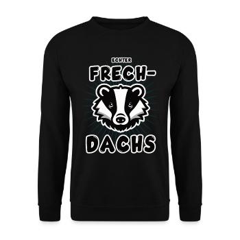 lustiges echter Frechdachs Design - Unisex Pullover - Schwarz - Vorne - Alina (178cm) & Michal (187cm)