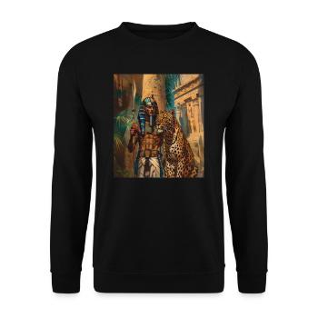 Egypt Hieroglyph Pyramids Priest Egyptian, - Unisex Sweatshirt - black - Front - Alina (178cm) & Michal (187cm)