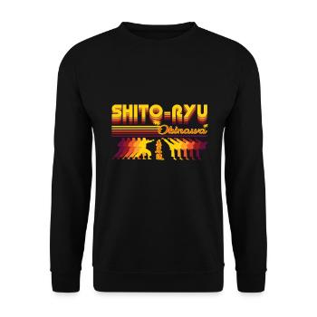 Shito-Ryu Karate Retro Design - Unisex Pullover - Schwarz - Vorne - Alina (178cm) & Michal (187cm)