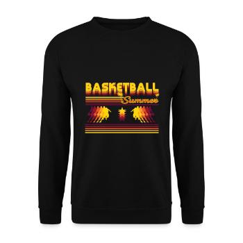 Retro Basketball Summer Design - Unisex Pullover - Schwarz - Vorne - Alina (178cm) & Michal (187cm)