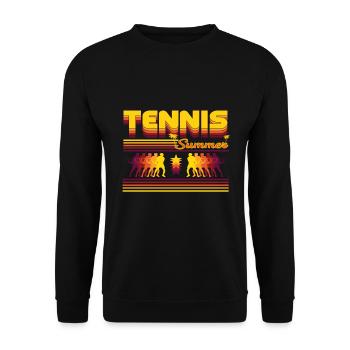 Retro Tennis Sommer Design - Unisex Pullover - Schwarz - Vorne - Alina (178cm) & Michal (187cm)