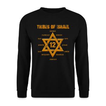 12 Twelve Tribes of Israel Hebrew Israelite Judah - Unisex Sweatshirt - black - Front - Alina (178cm) & Michal (187cm)