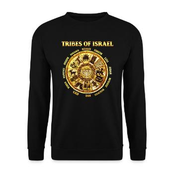 12 Twelve Tribes of Israel Hebrew Israelite Judah - Unisex Sweatshirt - black - Front - Alina (178cm) & Michal (187cm)
