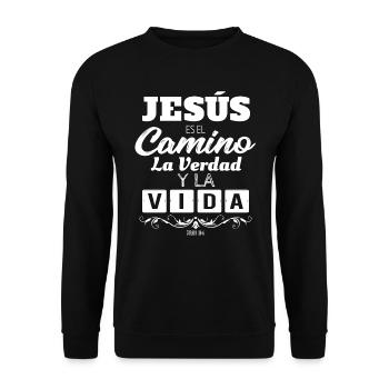 Jesús es el Camino la Verdad y la Vida - Unisex Pullover - Schwarz - Vorne - Alina (178cm) & Michal (187cm)