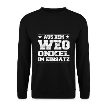 Out of the Way Uncle in Action Design - Unisex Sweatshirt - black - Front - Alina (178cm) & Michal (187cm)
