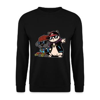 Dog and cat in hip hop style - Unisex Sweatshirt - black - Front - Alina (178cm) & Michal (187cm)