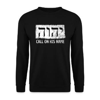 YHWH JHVH Jehovah Witnesses Tetragrammaton Symbols - Unisex Sweatshirt - black - Front - Alina (178cm) & Michal (187cm)