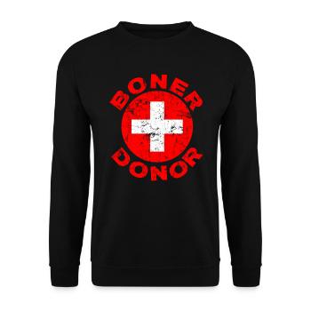 Boner Donor Funny Halloween Costume Idea - Unisex Sweatshirt - black - Front - Alina (178cm) & Michal (187cm)