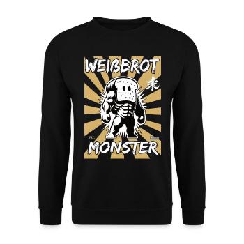 Cooles Weißbrot Monster Design im Japan Stil - Unisex Pullover - Schwarz - Vorne - Alina (178cm) & Michal (187cm)