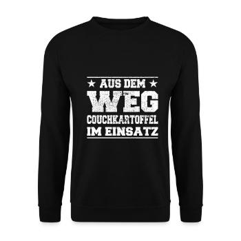 Hors du chemin Couch Potato en utilisation Design - Sweat-shirt Unisexe - noir - Devant - Alina (178cm) & Michal (187cm)
