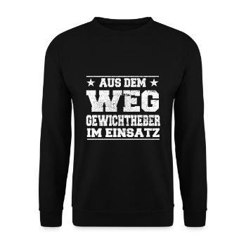 Out of the Way Weightlifters in Action Design - Unisex Sweatshirt - black - Front - Alina (178cm) & Michal (187cm)