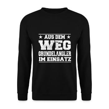 Grundelangler en cours d’utilisation Design - Sweat-shirt Unisexe - noir - Devant - Alina (178cm) & Michal (187cm)