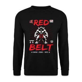 Red Belt in Martial Arts Design - Red Belt - Unisex Sweatshirt - black - Front - Alina (178cm) & Michal (187cm)