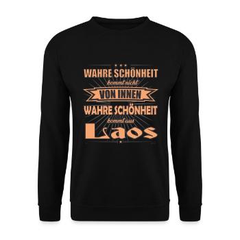 Wahre Schönheit kommt aus Laos Design - Unisex Pullover - Schwarz - Vorne - Alina (178cm) & Michal (187cm)