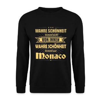 Wahre Schönheit kommt aus Monaco Design - Unisex Pullover - Schwarz - Vorne - Alina (178cm) & Michal (187cm)