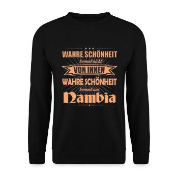 Wahre Schönheit kommt aus Namibia Design - Unisex Pullover - Schwarz - Vorne - Alina (178cm) & Michal (187cm)