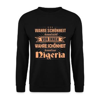 La vraie beauté vient du design nigérian - Sweat-shirt Unisexe - noir - Devant - Alina (178cm) & Michal (187cm)