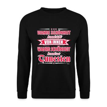 La vraie beauté vient du design tunisien - Sweat-shirt Unisexe - noir - Devant - Alina (178cm) & Michal (187cm)
