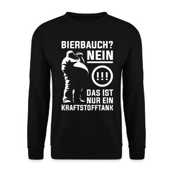 Funny Beer Belly Design - Fuel Tank Saying - Unisex Sweatshirt - black - Front - Alina (178cm) & Michal (187cm)