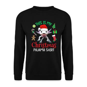 This is my Christmas Pajama Shirt Axolotl Santa - Unisex Sweatshirt - black - Front - Alina (178cm) & Michal (187cm)