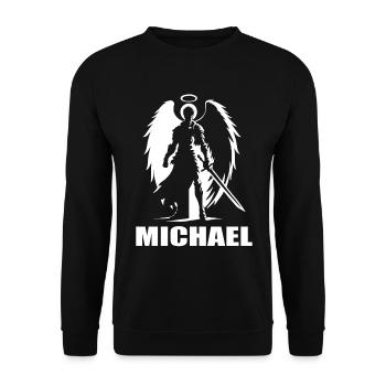 Erzengel Michael Design – Für den Engel Fan - Unisex Pullover - Schwarz - Vorne - Alina (178cm) & Michal (187cm)