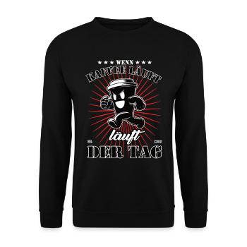When Coffee Walks, the Day Runs - Coffee Mug - Unisex Sweatshirt - black - Front - Alina (178cm) & Michal (187cm)