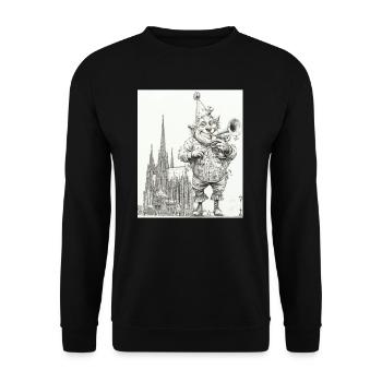 Köln Alaaf , clown trompete Narren Kunst Karneval - Unisex Pullover - Schwarz - Vorne - Alina (178cm) & Michal (187cm)