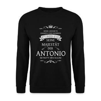 His Majesty the Anotnio enters the room - Unisex Sweatshirt - black - Front - Alina (178cm) & Michal (187cm)