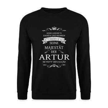 His Majesty Artur enters the room - Unisex Sweatshirt - black - Front - Alina (178cm) & Michal (187cm)