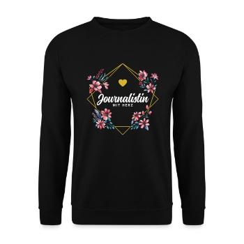 Journalistin mit Herz - Unisex Pullover - Schwarz - Vorne - Alina (178cm) & Michal (187cm)