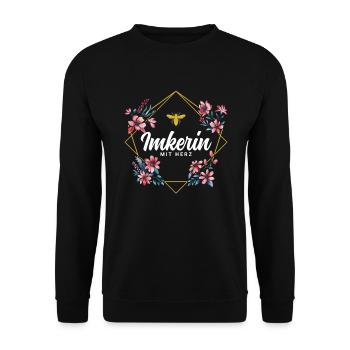 Imkerin mit Herz - Unisex Pullover - Schwarz - Vorne - Alina (178cm) & Michal (187cm)