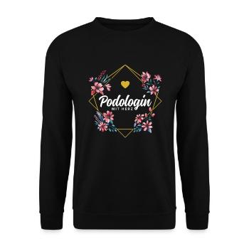 Podologin mit Herz - Unisex Pullover - Schwarz - Vorne - Alina (178cm) & Michal (187cm)