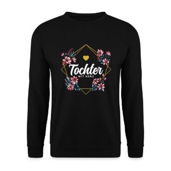 Tochter mit Herz - Unisex Pullover - Schwarz - Vorne - Alina (178cm) & Michal (187cm)