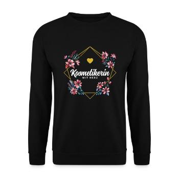 Kosmetikerin mit Herz - Unisex Pullover - Schwarz - Vorne - Alina (178cm) & Michal (187cm)