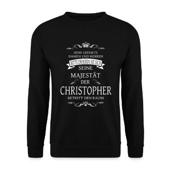 Sa Majesté Christopher entre dans la pièce - Sweat-shirt Unisexe - noir - Devant - Alina (178cm) & Michal (187cm)