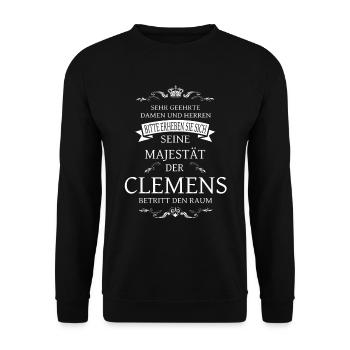 His Majesty the Clemens enters the room - Unisex Sweatshirt - black - Front - Alina (178cm) & Michal (187cm)
