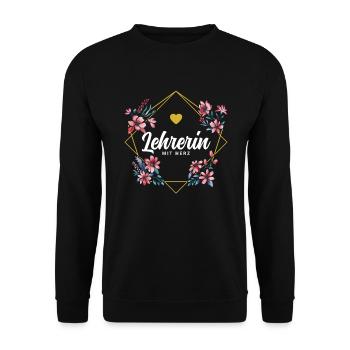 Lehrerin mit Herz - Unisex Pullover - Schwarz - Vorne - Alina (178cm) & Michal (187cm)