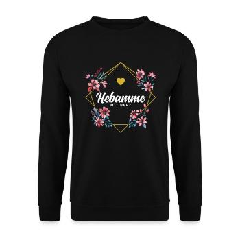 Hebamme mit Herz - Unisex Pullover - Schwarz - Vorne - Alina (178cm) & Michal (187cm)