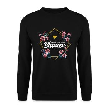 Ich Spreche Mit Blumen - Unisex Pullover - Schwarz - Vorne - Alina (178cm) & Michal (187cm)