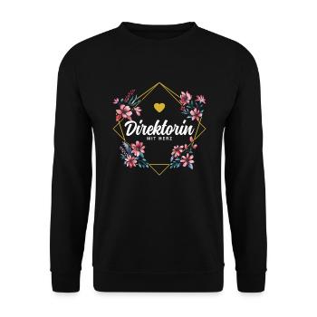 Direktorin mit Herz - Unisex Pullover - Schwarz - Vorne - Alina (178cm) & Michal (187cm)