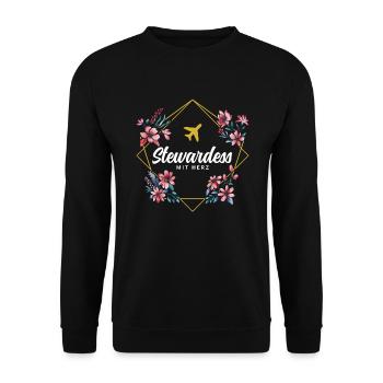 Stewardess mit Herz - Unisex Pullover - Schwarz - Vorne - Alina (178cm) & Michal (187cm)