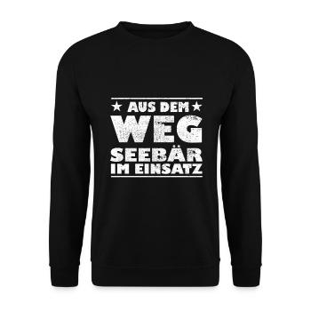 Aus dem Weg Seebär im Einsatz Design - Unisex Pullover - Schwarz - Vorne - Alina (178cm) & Michal (187cm)
