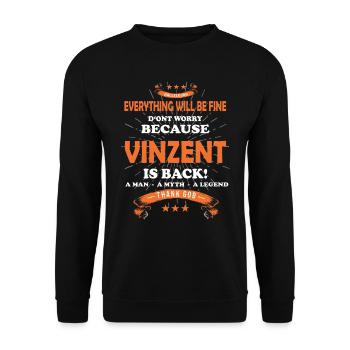 Everything will be fine Vinzent Is back - Unisex Pullover - Schwarz - Vorne - Alina (178cm) & Michal (187cm)