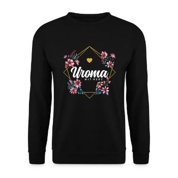 Uroma mit Herz - Unisex Pullover - Schwarz - Vorne - Alina (178cm) & Michal (187cm)