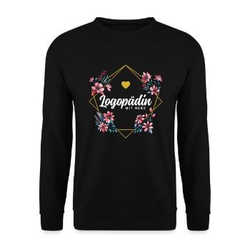 Logopädin mit Herz - Unisex Pullover - Schwarz - Vorne - Alina (178cm) & Michal (187cm)