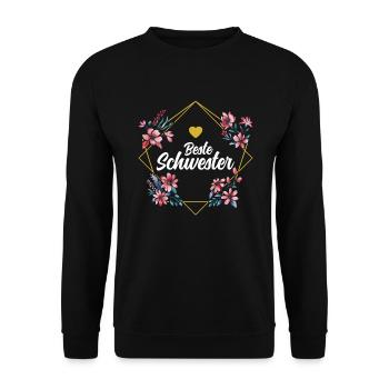 Beste Schwester - Unisex Pullover - Schwarz - Vorne - Alina (178cm) & Michal (187cm)
