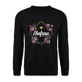 Ehefrau mit Herz - Unisex Pullover - Schwarz - Vorne - Alina (178cm) & Michal (187cm)