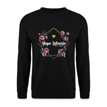 Yoga Lehrerin mit Herz - Unisex Pullover - Schwarz - Vorne - Alina (178cm) & Michal (187cm)