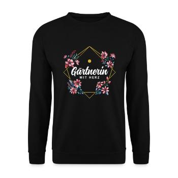 Gärtnerin mit Herz - Unisex Pullover - Schwarz - Vorne - Alina (178cm) & Michal (187cm)